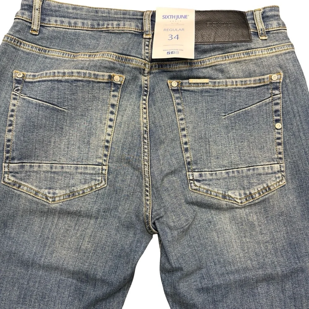 SIXTHJUNE PARIS Blue Skinny Jeans Mens 34 BNWT Sold Out Streetwear Designer - Picture 8 of 9